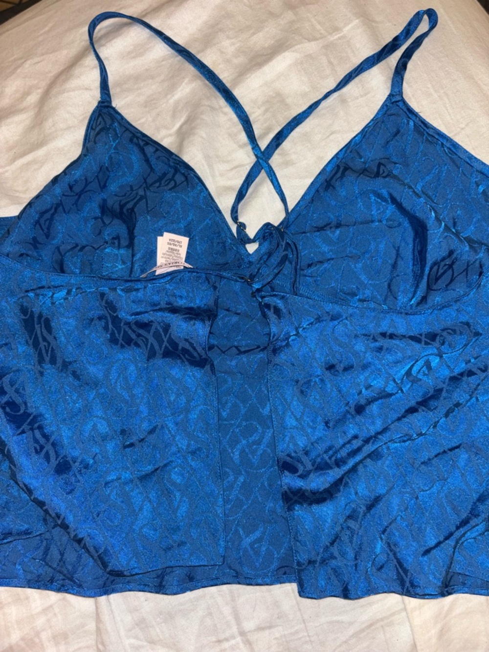 Victoria's Secret Blue Satin Camisole open back - Picture 2 of 3